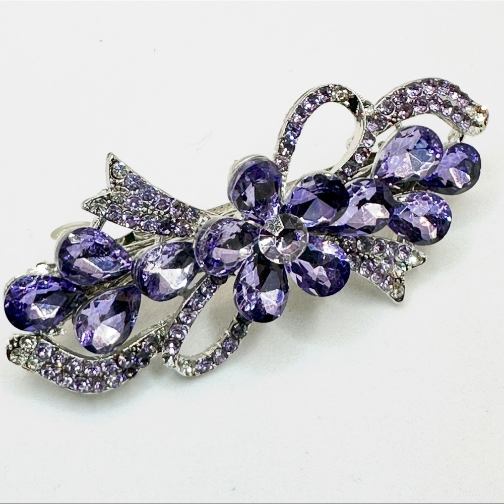NWOT - Elegant Purple Rhinestone Hair Barrette